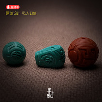 (Guoshi designer) Su Gong antique carved Bogu fruit character Zhuyuan mine turquoise OEM design personality