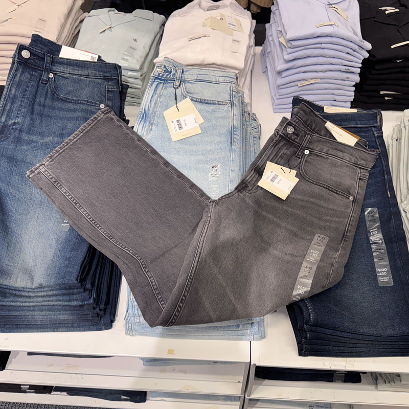 Ck Calvin Klein American Men's Slightly Elastic Washed Cotton Loose Straight Casual Jeans Pants