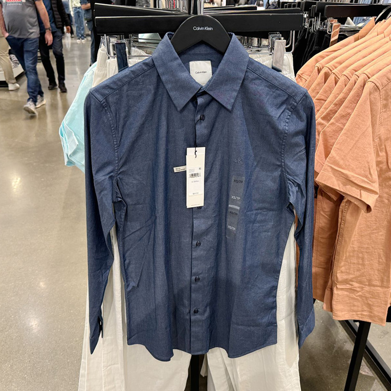Ck Calvin Klein American Men's Slim-Fit Slightly Elastic Cotton Solid Color Oxford Business Casual Long-Sleeved Shirt