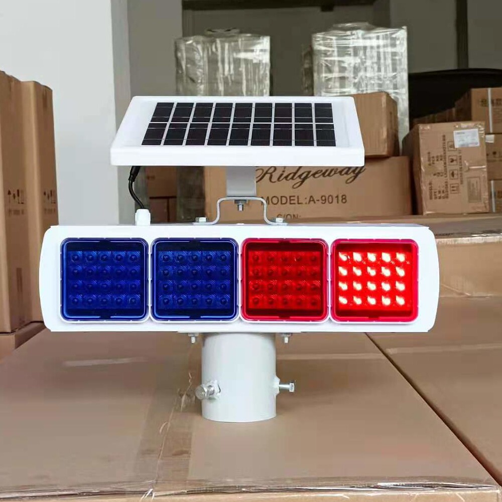 LED solar burst warning light red and blue double-sided strobe light road intersection warning barricade light can be equipped with columns