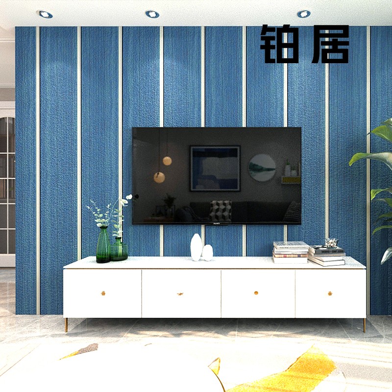 2020 deerskin velvet film and television wall paper living room diatom mud blue light luxury imitation wall cloth atmospheric TV background wallpaper