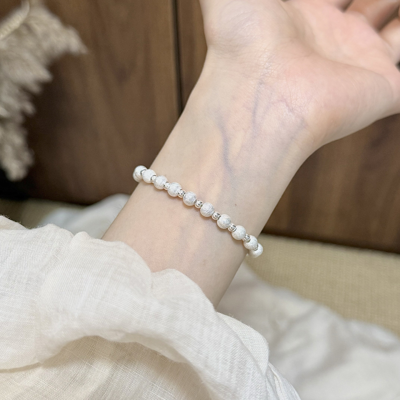 Nandu·Broken Snow Silver Beads Pure Silver 999 Exquisite and Simple Sterling Silver Bracelet for Women, Gift for Best Friend, Small Wrist Size Nandu·Broken Snow Silver Beads Pure Silver 999 Exquisite and Simple Sterling Silver Bracelet for Women, Gift for Best Friend, Small Wrist Size