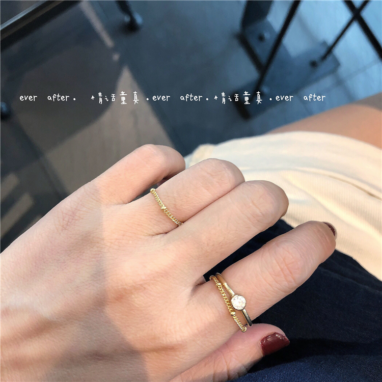 Handmade ~ hạt đậu vàng chuỗi hạt đậu mềm vòng dây chuyền nữ mỏng Nhập khẩu vàng 14k đơn giản cỡ ngón tay nhỏ - Nhẫn nhẫn chrome heart