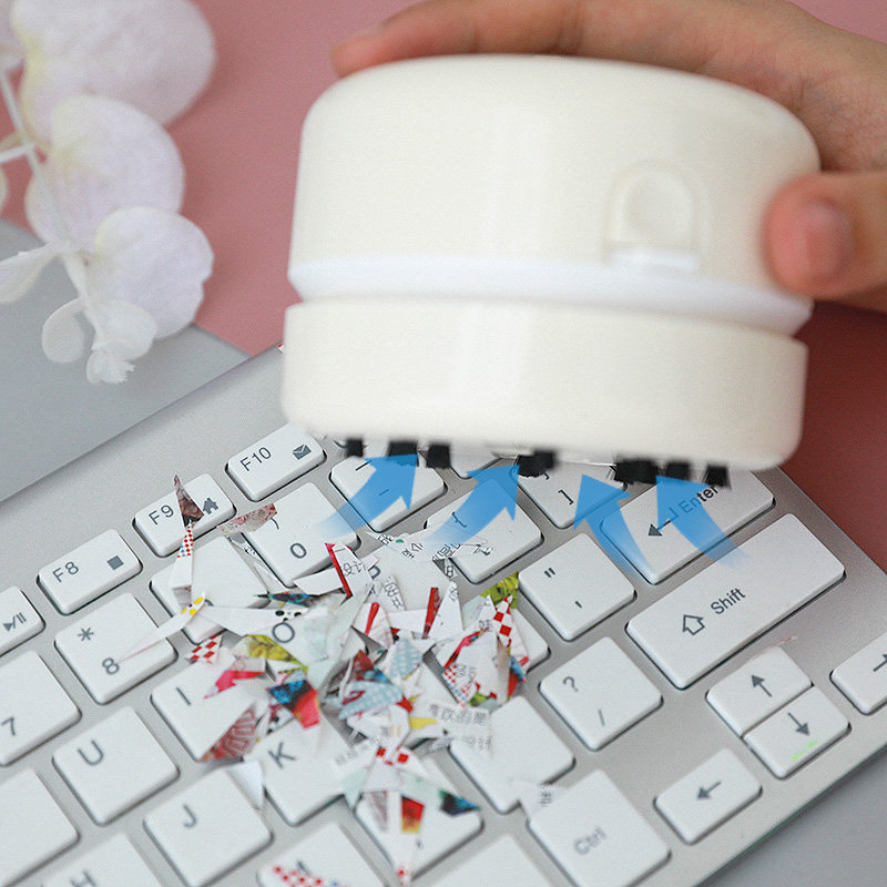 Mini Electric Vacuum Cleaner Desktop Cleaner Keyboard Eraser Small Cleaner Confetti Gray Layer Portable