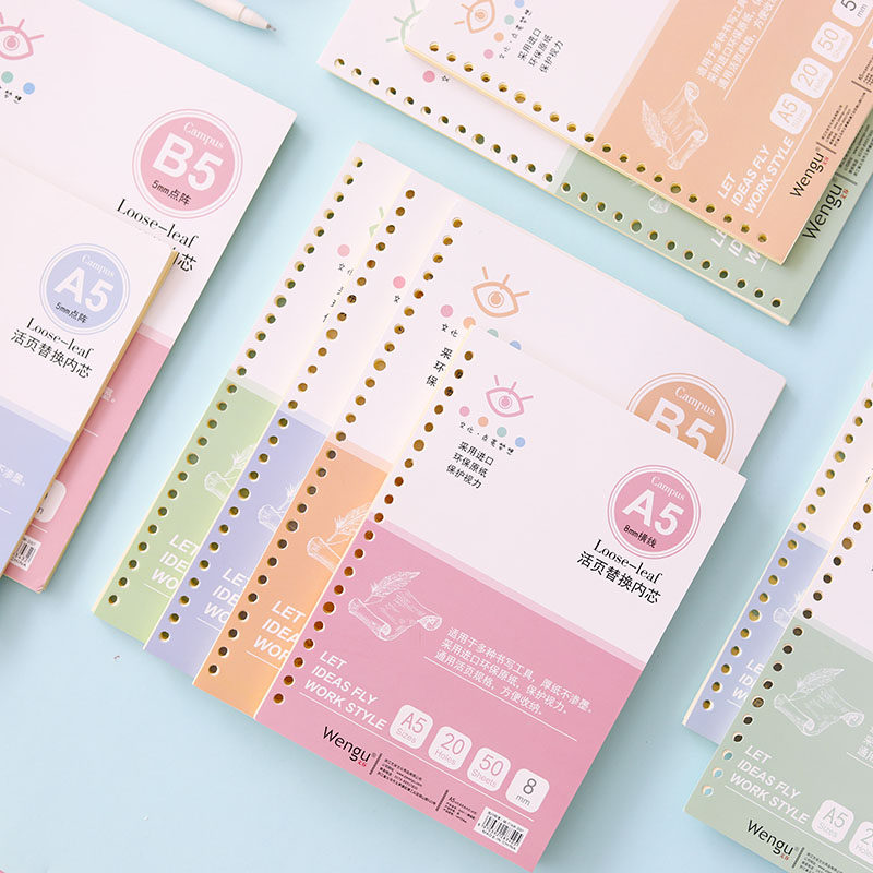 Loose-leaf notebook replacement core loose-leaf core paper replacement core A5B5 square horizontal line blank inner page 20 holes 26 loose-leaf paper