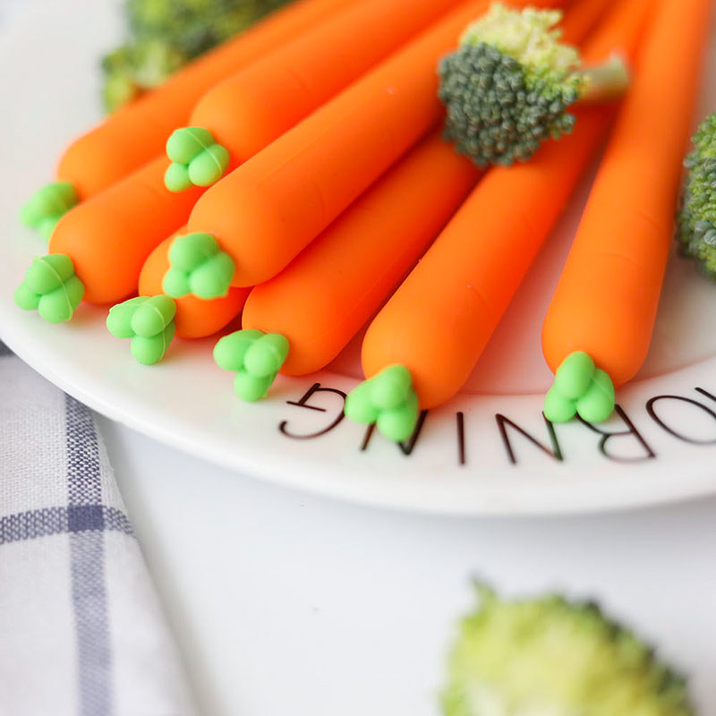 Yizheng Korean cute cartoon carrot shape gel pen Black signature water-based pen Student supplies 0 5 single
