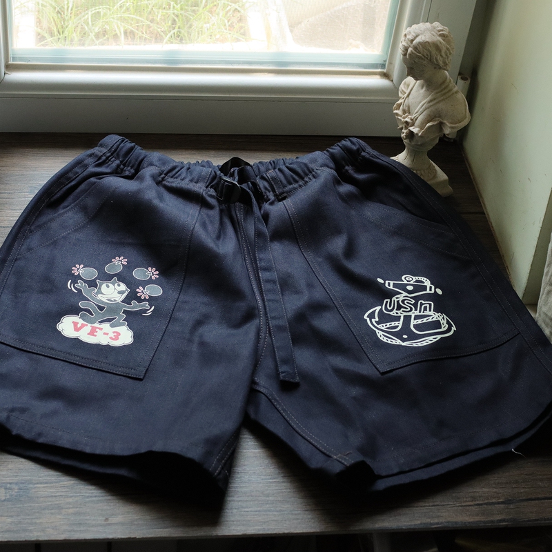 Produced by Itohouse, Navy Blue Fillet Cat Deck Shorts