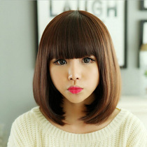 Fashion wig female short straight hair Qi bangs long hairstyle European and American fake headgear WISH spot