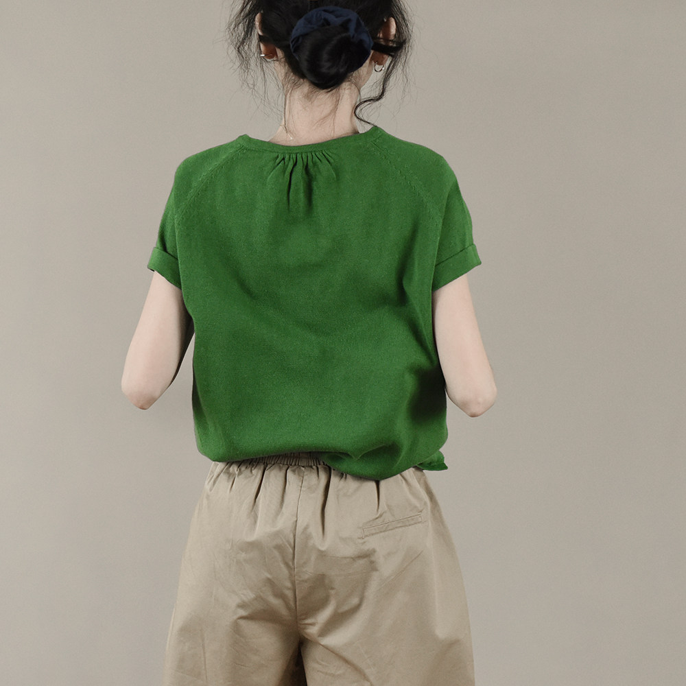 Two out of the two out of the LRCP) A Tour of the Ring) Cotton linen 100 hitch a grain buckle round collar fabric short sleeve special