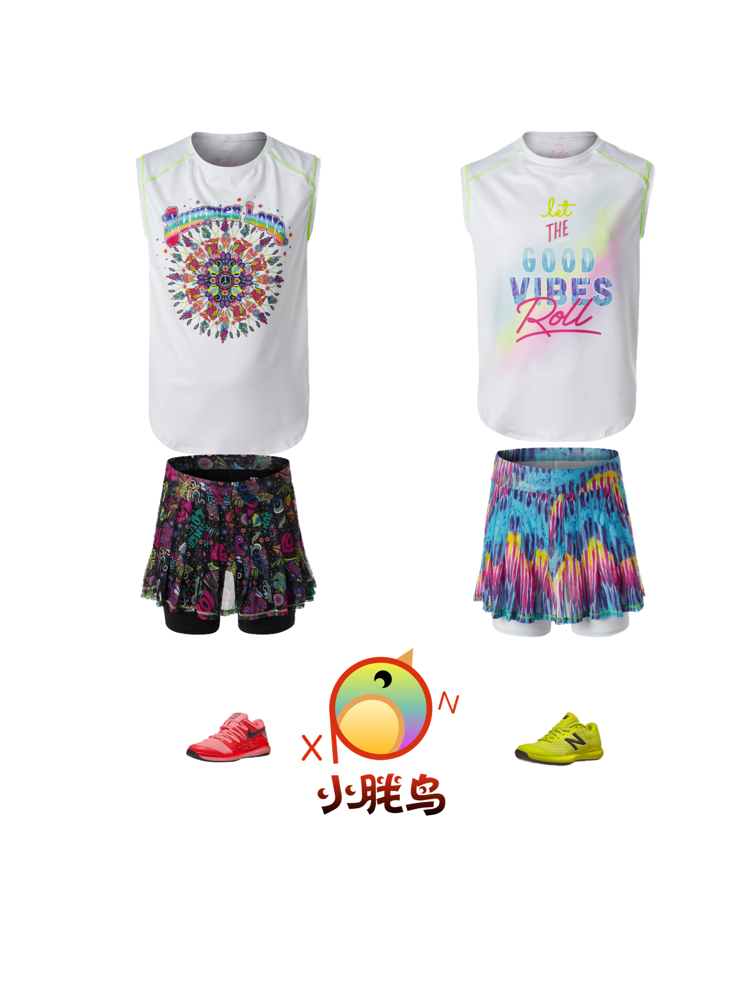 Foreign lucky in love new children's girls fashion tennis clothes tennis skirt