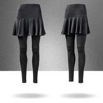 Autumn and winter New badminton culottes skinny sports trousers fake two-piece tennis bodybuilding pants quick-drying womens clothing