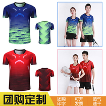 Quick-dry badminton suit suit men and womens summer short-sleeved table tennis suit volleyball sportswear shirt