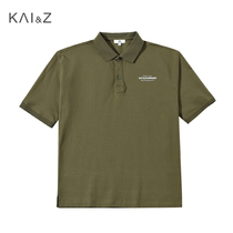 Mens military green short sleeve polo shirt summer New loose trend lapel casual Paul shirt thin top T-shirt