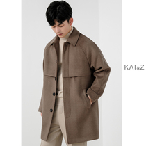 Woolen coat mens mid-length 2021 winter new loose trend thickening casual winter woolen coat coat