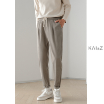 Light corvey casual pants men winter trousers in 2021 plus thicker and loose tide straight tube cone pants
