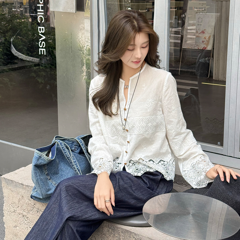 Ning'Er Lynn French-Style White Shirt for Women 2026 New Lace Embroidery Hollow Shirt Summer Sun Protection Jacket