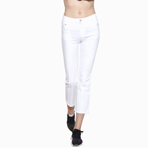 ILYS summer new slim slim slightly flared pants burr wide leg jeans womens nine-point pants