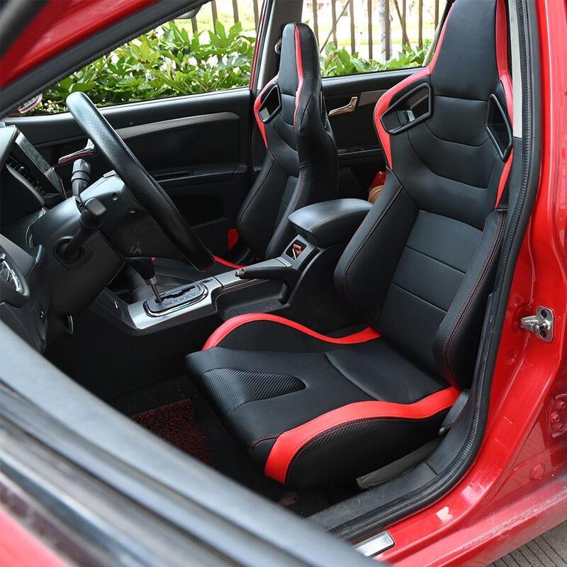 Car Modified Racing Sports Seat Racing Simulator Universal Backrest Reclining Pvc Leather Safety Bucket Seat