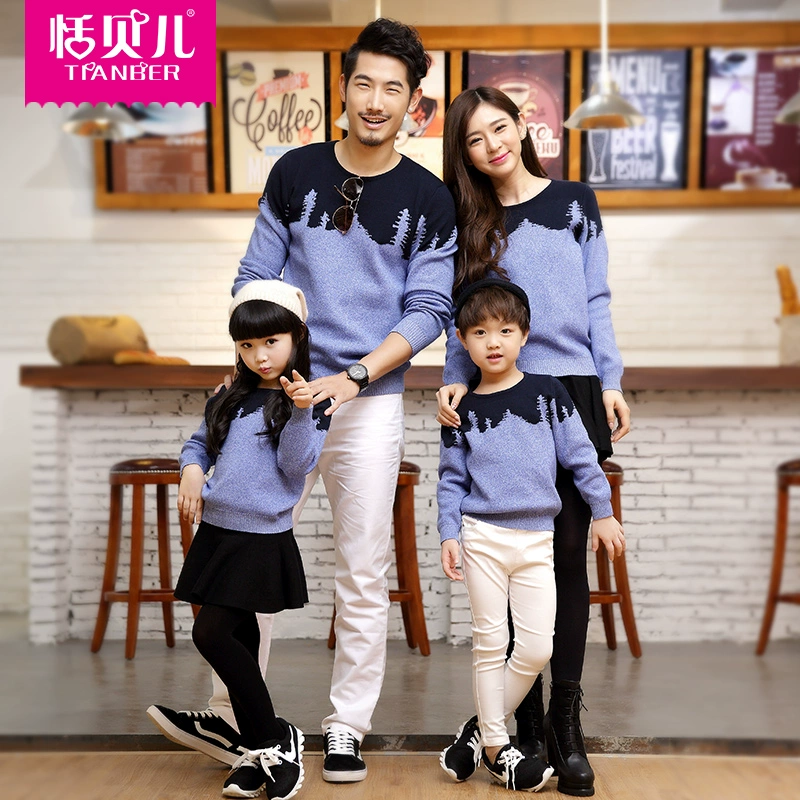 Áo len nữ cao cấp dành cho gia đình gồm ba mẹ con gái và mẹ ngoại quốc kiểu dệt kim Hàn Quốc 2019 cotton mùa thu đông - Trang phục dành cho cha mẹ và con