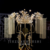 Bridal headdress 2021 new Chinese costume atmospheric luxury wedding Xiuhe clothing phoenix crown hair accessories tassel wedding female