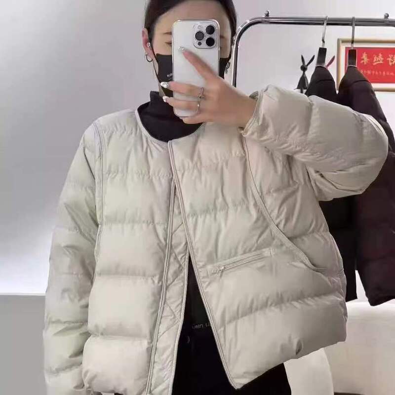 Korean-Style Loose-Fitting Collarless Short down Jacket~Bargain~Don'T Miss Out~G10