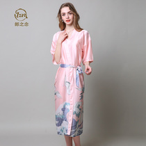 Nightgown women spring and autumn long pajamas Summer thin ice silk nightgown sexy bathrobe bride wedding morning gown wedding red