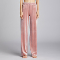 Spring and autumn golden velvet pajamas Womens trousers Korean version of loose straight wide leg pants large size pajamas home pants can be worn outside