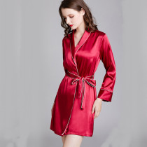 Red wedding bride morning gown dress Womens spring and autumn large wide sleeves kimono hanfu vintage pajamas night dress This year