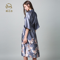 Nightgown Womens summer ice silk pajamas Sexy summer spinning silk long nightgown bathrobe Red bridal wedding morning gown