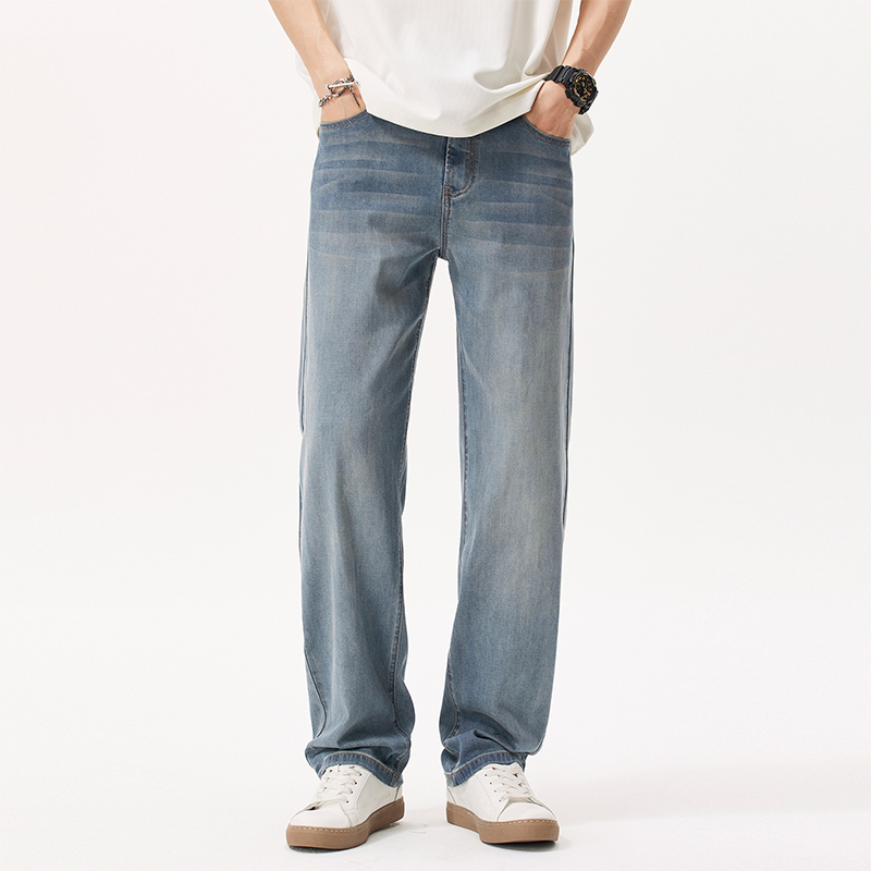 Lee Summer Ultra-Thin Breathable Lyocell Jeans for Men, Loose Straight Fit, Versatile American-Style Casual Long Pants Lee Summer Ultra-Thin Breathable Lyocell Jeans for Men, Loose Straight Fit, Versatile American-Style Casual Long Pants