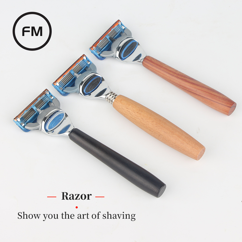 Men's manual blood wood beech razor razor 5 head shaving head shaving knife travel box German quality
