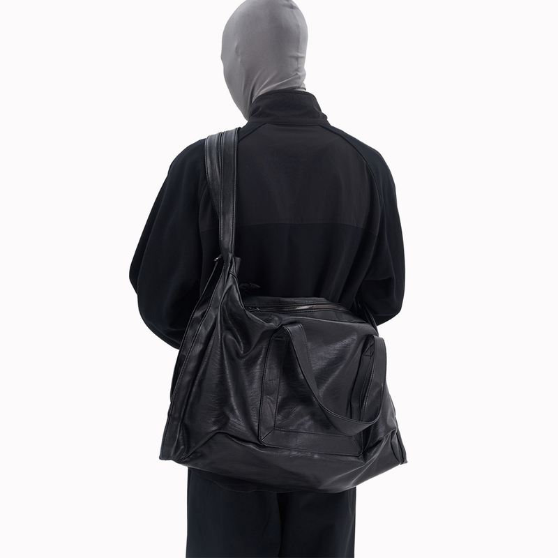Trendy Soft Leather Large Bag for Men, High-End Large-Capacity Travel Tote Bag, Niche Handbag, Women's Shoulder Crossbody Bag