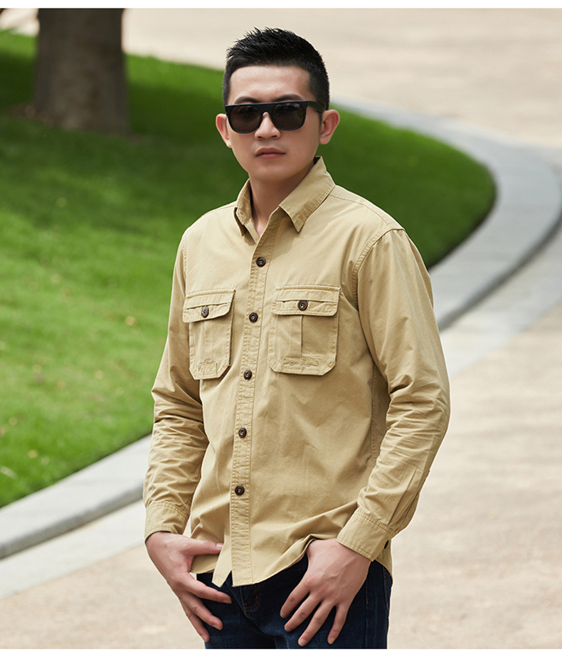 Áo sơ mi nam cotton dài tay giản dị dụng cụ sơ mi nam 2018 mới xuân hè đứng cổ áo sơ mi áo sơ mi áo sơ mi đen nữ
