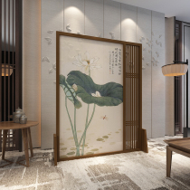 Modern Chinese screen partition Living Room restaurant hotel study room mobile solid wood porch semi-transparent elegant lotus seat screen