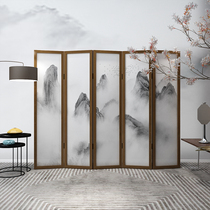 Screen Partition Living Room Office Hotel Modern Chinese Style Feng Shui Folded Solid Wood Fabric Mobile Landscape Folding Screen