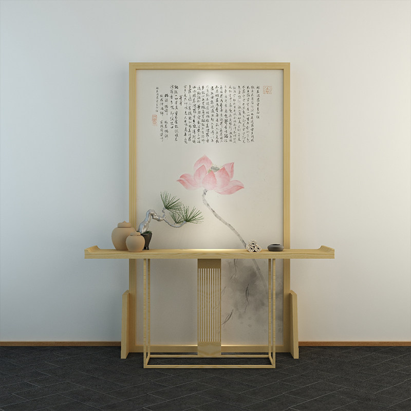 New Chinese Screen Partition Living Room Dining Room Dining Room Dining Room Ancient Wind Solid Wood Mobile Lotus Meditation Screen Xuanguan Seat Screen