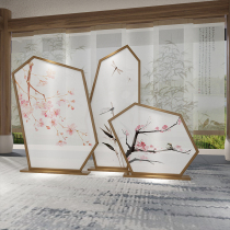 New Chinese screen partition hotel office living room study tea room solid wood porch classical artistic conception mobile seat screen
