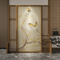 New Chinese solid wood screen partition living room tea room Modern study Hotel decoration auspicious porch movable seat screen