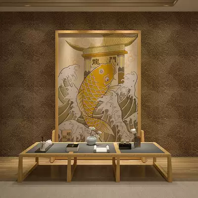 Modern Chinese screen partition living room study porch bedroom solid wood mobile decoration Feng Shui fish jump dragon door seat screen