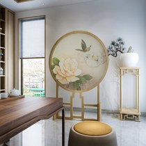 Modern Chinese screen partition bedroom porch living room hotel restaurant solid wood circular seat screen Mobile