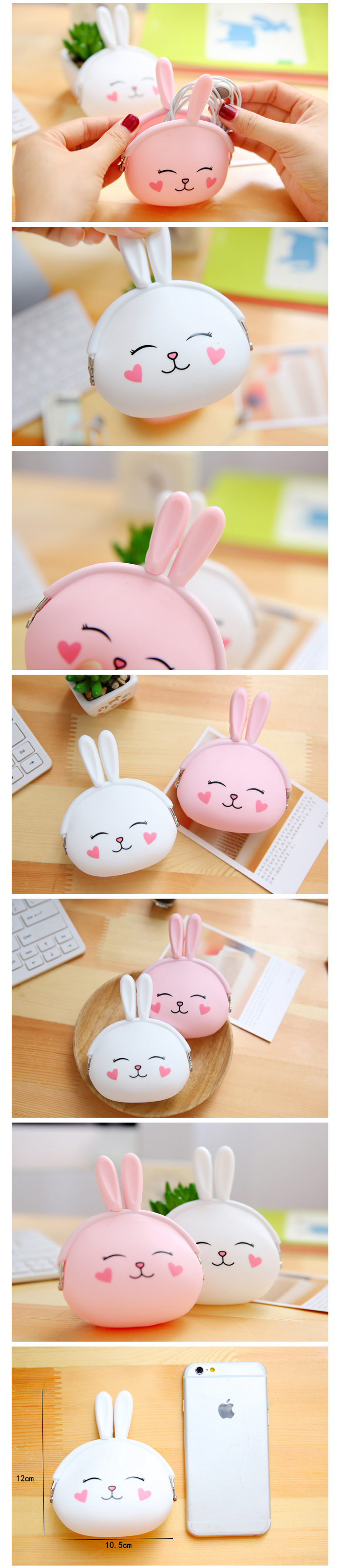 Sáng tạo mới bunny silicone coin purse dễ thương túi đồng xu tai nghe túi chìa khóa phim hoạt hình nảy mầm nữ purse ví móc khóa lv