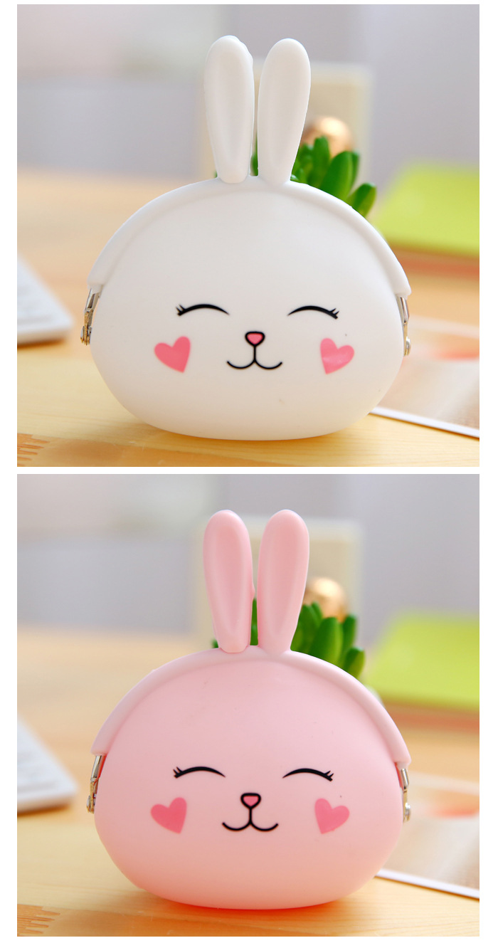 Sáng tạo mới bunny silicone coin purse dễ thương túi đồng xu tai nghe túi chìa khóa phim hoạt hình nảy mầm nữ purse ví móc khóa lv