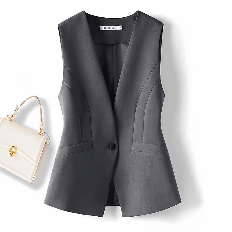 Gray Suit Vest for Women, Outerwear, 2026 Autumn New Style, Waist-Cinching, Slimming, Sleeveless, Elegant Waistcoat