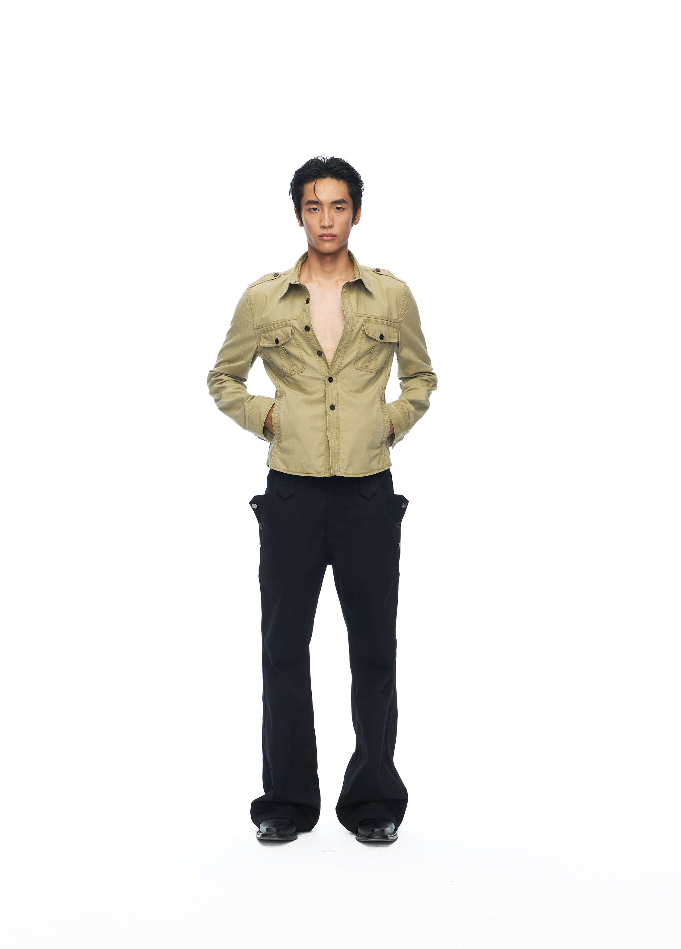WEAVE Vintage Green-Brown Cropped Jacket