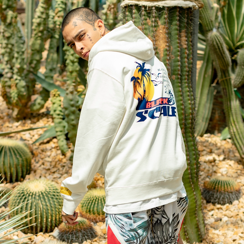 BS Palm Flower Hat Shirt American casual loose hood jacket beauty tide