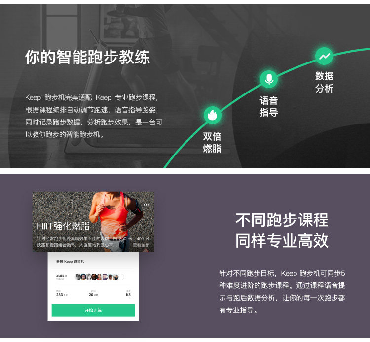 Keep K1 智能家用跑步机 完美衔接app 单旋钮液晶屏幕 图2