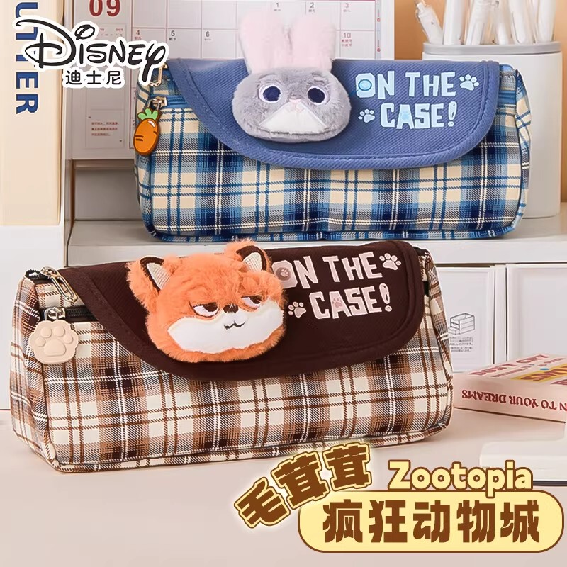 2026 New School Year Pencil Case Genuine Zootopia Pencil Box Student Fun Plush 3D Stationery Bag
