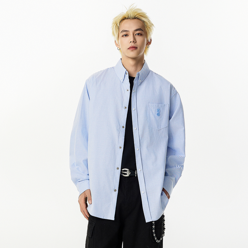 Ric Swirl Rabbit Striped Long Sleeve Shirt Men's 2025 New Spring and Autumn Jacket Couple Trendy Brand Shirt Women's Top