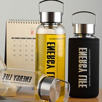 Creative single-layer glass large capacity transparent filter male Lady Korean heat-resistant portable tea cup 1000ml