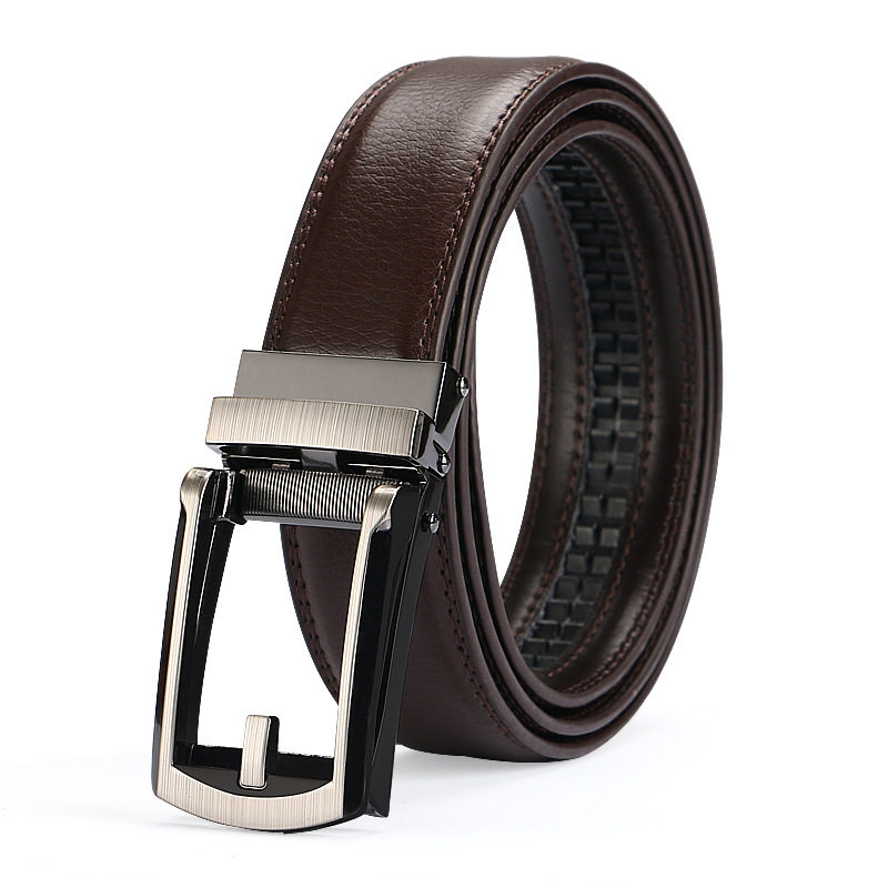 Foreign trade 2nd floor Cow Leather Fake Needle Strap Automatic Buckle Belt Comfort Click Belt Men's special belt